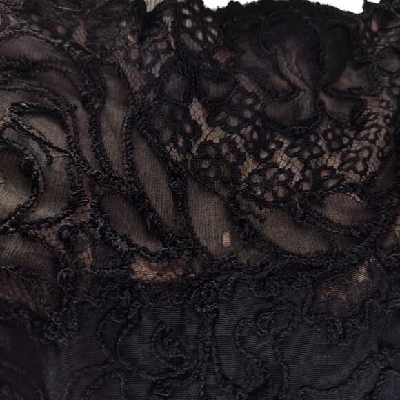 Vintage 50s Boat Neck Cocktail Dress Size 6 Black Embroidered Knee Length - Picture 12 of 16